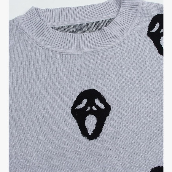 Womens Gray and Black Skull Sweater - Picture 2 of 2